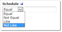 Operator drop-down list